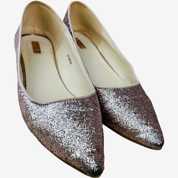 Forever 21 Rose Gold Pink Sparkle Glitter Pointed Toe Flats - Picture 4 of 10